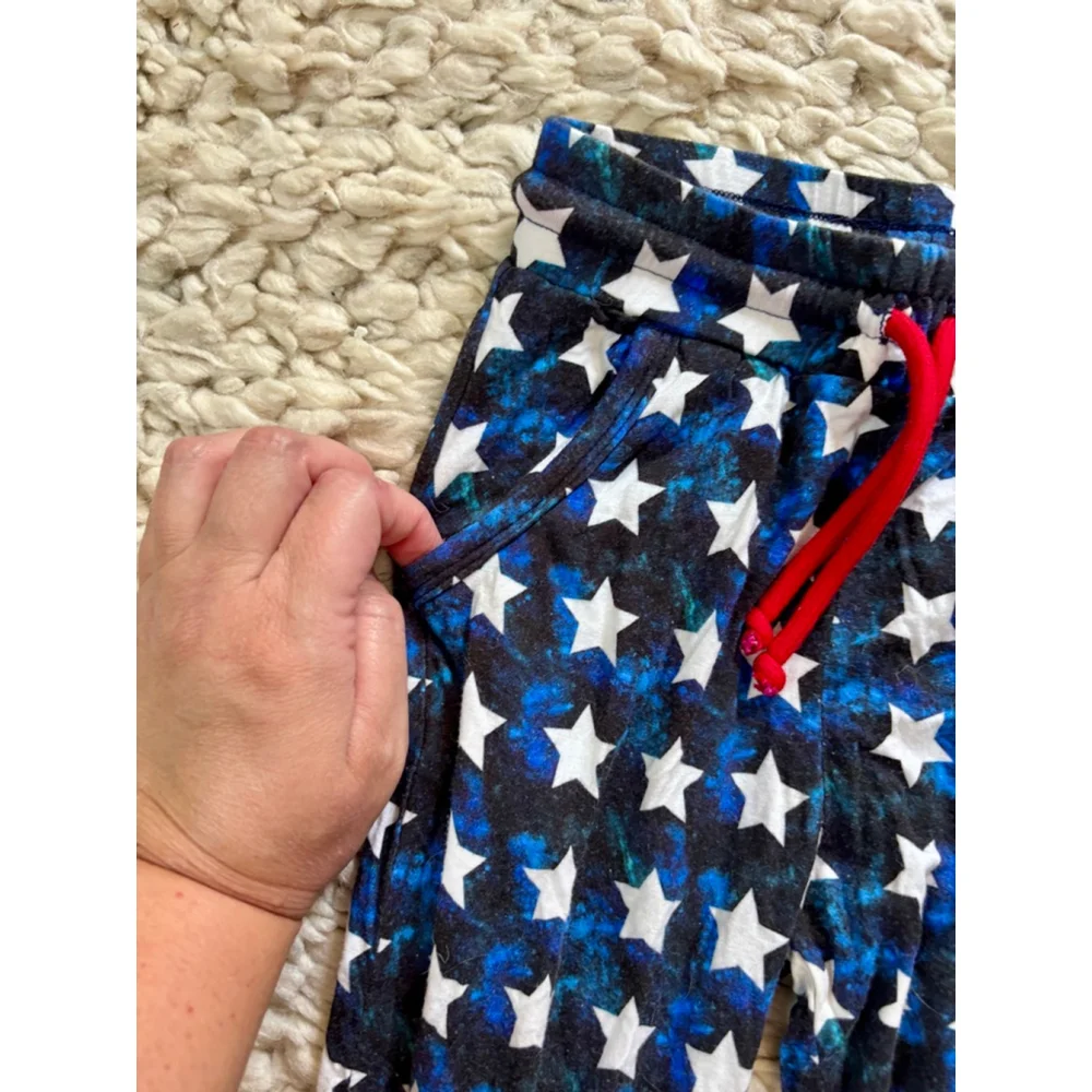 Kid Ollee and Belle Blue White Star Print Bamboo Joggers 6T